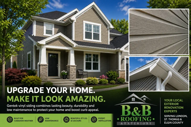 Upgrade Your Home with Gentek Vinyl Siding installed by B&B Roofing & Exteriors